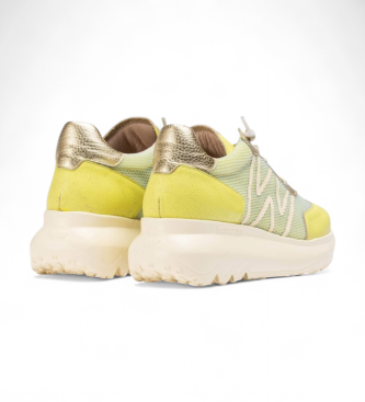 Wonders Azurblaue Cyber Gelbe Leder Turnschuhe