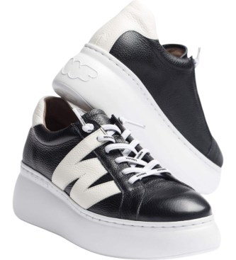 Wonders Dorita Leren Sneakers zwart