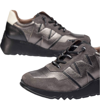 Wonders Track Leder Turnschuhe grau