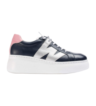 Wonders Zurich navy leather trainers