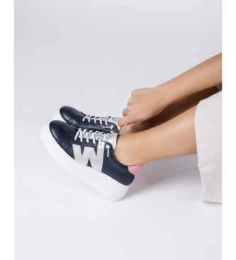 Wonders Zurich navy leather trainers