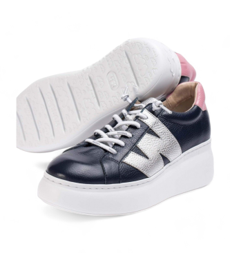 Wonders Zurich navy leather trainers