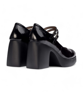 Wonders Pantoufles en cuir noir pour femmes