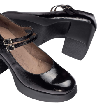 Wonders Chinelo de couro preto para senhora