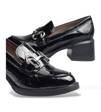 Wonders Black Chuck Leather Loafers