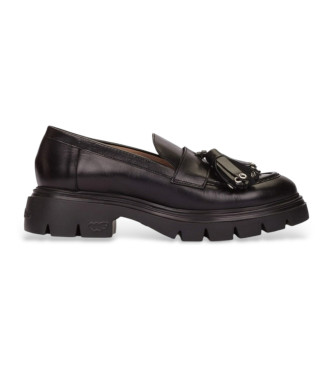 Wonders Bones Leder-Slipper schwarz