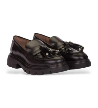 Wonders Bones Leder-Slipper schwarz