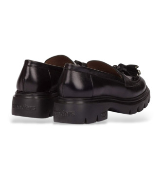 Wonders Bones Leder-Slipper schwarz
