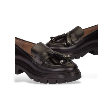 Wonders Bones Leder-Slipper schwarz