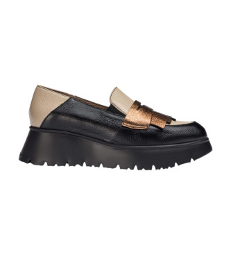 Wonders Midnight Leather Mocassins zwart