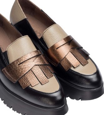 Wonders Midnight Leather Mocassins zwart