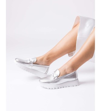 Wonders Silver Aura l�dermockasiner