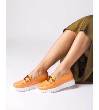 Wonders Sidney orange leather loafers 
