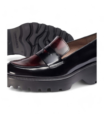 Wonders Devina Bordeaux leather loafers Black