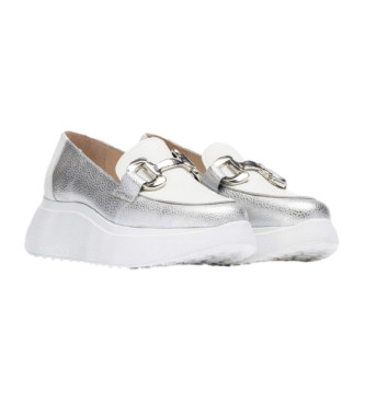 Wonders Metallic silver Montreal leather moccasins