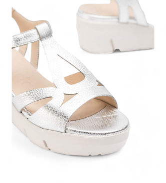 Wonders White silver leather sandals