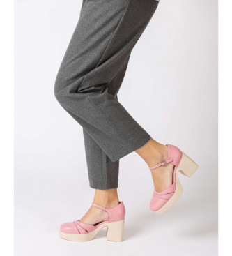 Wonders Carmen roze leren sandalen -Hoogte hak 7,5cm