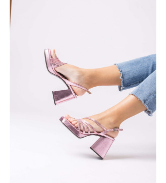 Wonders Garli pink leather sandals -Heel height 8,5cm