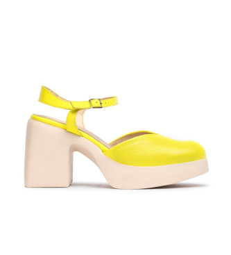 Wonders Juana yellow leather sandals -Heel height 7,5cm