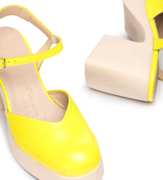 Wonders Juana sandalen van geel leer -Hoogte hak 7,5 cm