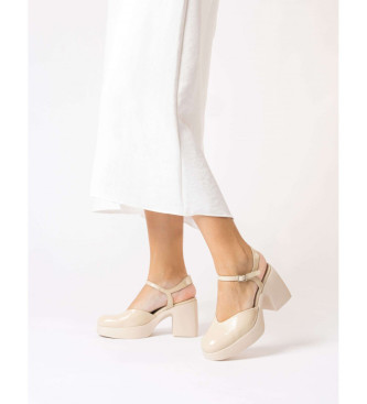 Wonders Juana beige leather sandals -Height heel 7,5cm