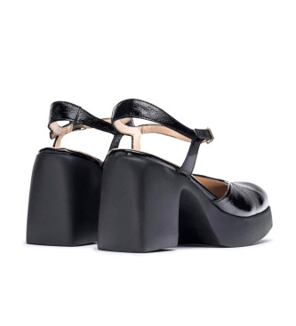 Wonders Juana black leather sandals -Height heel 7,5cm