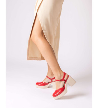 Wonders Juana rdeči usnjeni sandali -Višina pete 7,5 cm