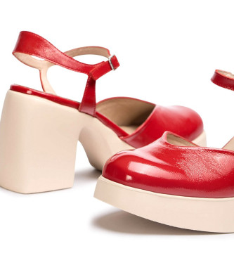 Wonders Juana red leather sandals -Height heel 7,5cm
