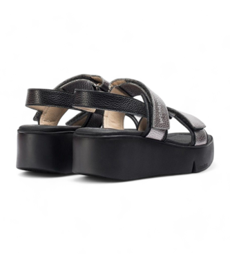 Wonders Amapola Black Leather Sandals 