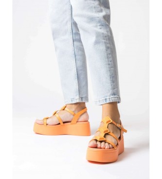 Wonders Pomarańczowe skórzane sandały Carolina