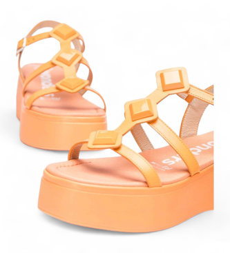 Wonders Pomarańczowe skórzane sandały Carolina