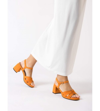 Wonders Oranžni sandali s peto - višina pete: 6 cm