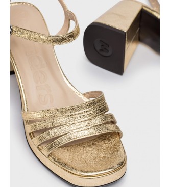 Wonders Złote, metaliczne, skórzane sandały na obcasie Zaida - Wysokość obcasa: 7 cm