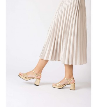 Wonders Zaida gold metallic leather heeled sandals -Heel height: 7cm