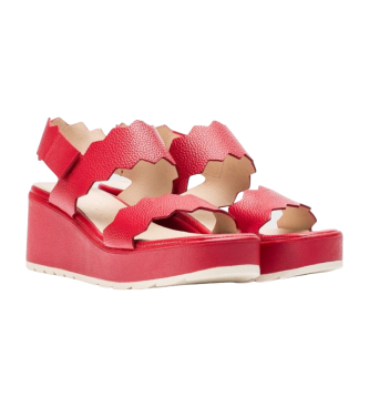 Wonders Skórzane sandały fioletowo-czerwone 