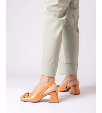 Wonders Karla oranžni usnjeni sandali s peto
