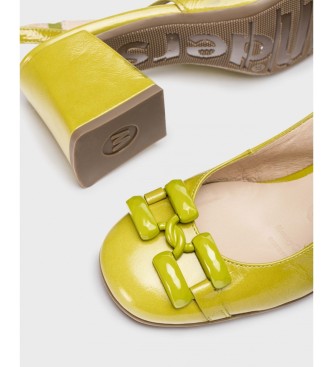 Wonders Karla groen leren sandalen met hoge hak