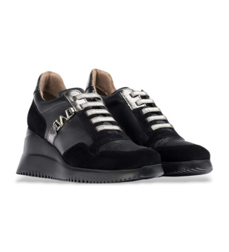 Wonders Zapatillas de piel con cua negro