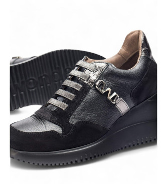 Wonders Zapatillas de piel con cua negro