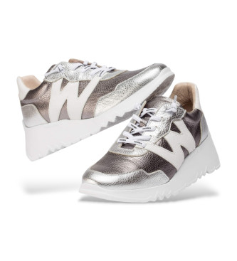 Wonders Kyoto silver leather trainers