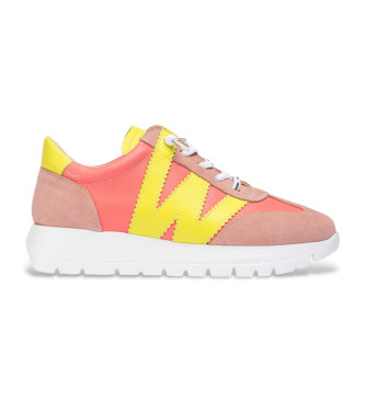 Wonders Racer coral leather trainers