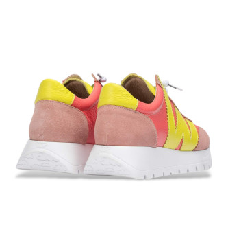 Wonders Racer coral leather trainers