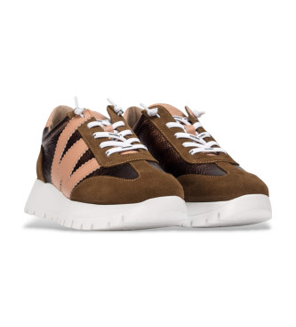 Wonders Bruine Racer Leren Sneakers