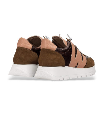 Wonders Bruine Racer Leren Sneakers