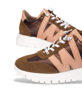 Wonders Bruine Racer Leren Sneakers