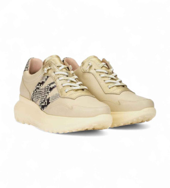 Wonders Samira beige Schlangenleder Hausschuhe