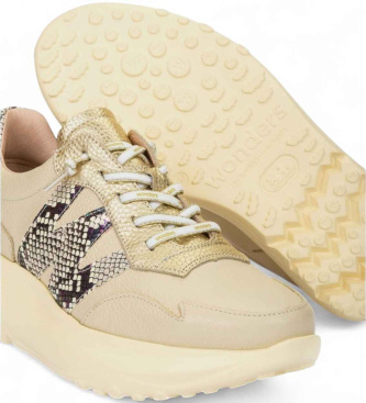 Wonders Samira beige Schlangenleder Hausschuhe