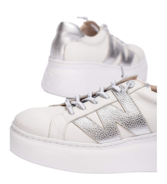 Wonders Białe skórzane buty sportowe Zurich - Wysokość klina 4,5 cm