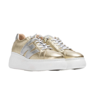 Wonders Zurich gold leather trainers -Height wedge 4.5cm