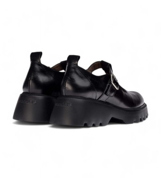 Wonders Leather Babydoll Shoes black